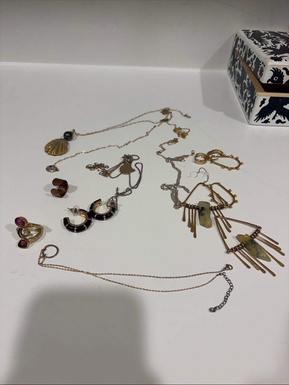 Gold and Silver Mixed Metal Women’s Necklace and Earring Set